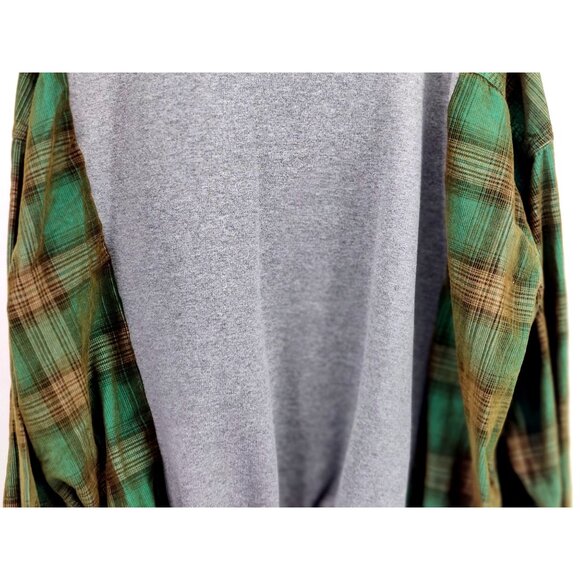 Upcycled It's All About My Cat Embroidered Oversized Sweatshirt Corduroy Flannel - Picture 8 of 9